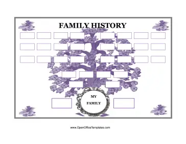Family Tree with Purple Flowers OpenOffice Template