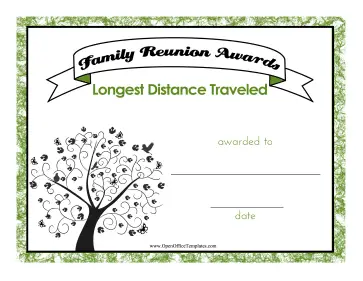 Farthest Travelled Family Reunion Tree OpenOffice Template