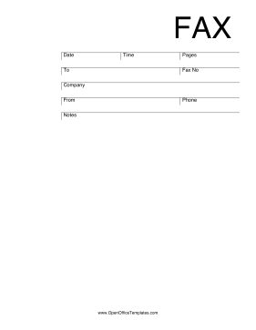 Fax Template Simple Lines OpenOffice Template