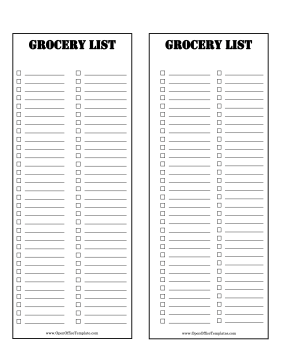 Fill-in-the-Blank Grocery List OpenOffice Template