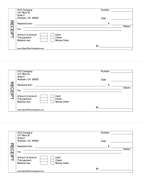 Fillable Cash Receipt Form OpenOffice Template