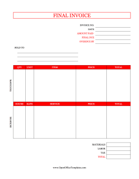 Final Notice Invoice OpenOffice Template