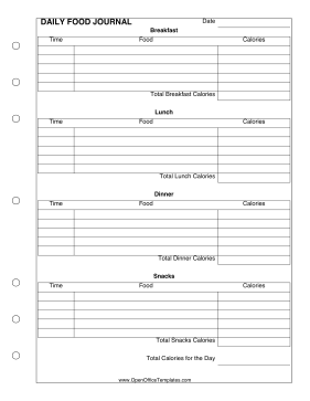 Food Intake Log OpenOffice Template