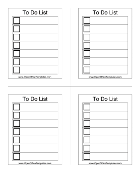 Four Small To Do List OpenOffice Template