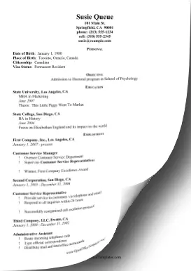 Graduate School CV OpenOffice Template