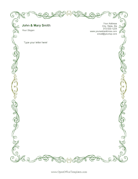 Green Vines Border OpenOffice Template