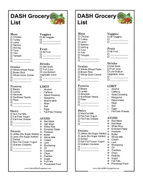 Grocery List For DASH OpenOffice Template