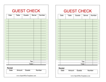 Guest Check OpenOffice Template