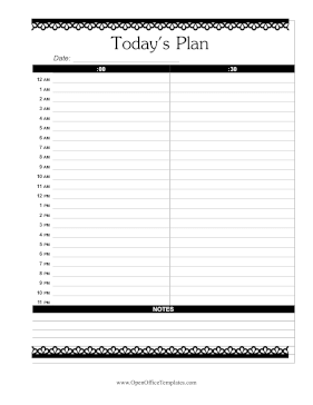 Half-Hour Daily Planner OpenOffice Template