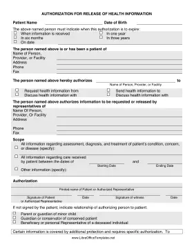 Health Information Release OpenOffice Template