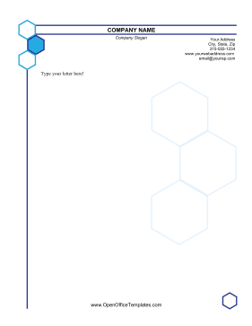 Hexagon Blue Letterhead OpenOffice Template