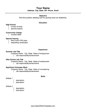 High School Graduate Resume OpenOffice Template