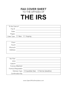Internal Revenue Service Fax OpenOffice Template