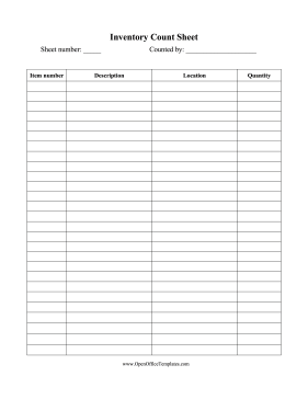 Inventory Log OpenOffice Template