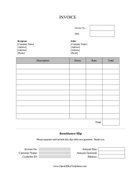 Invoice With Service Remittance Slip OpenOffice Template