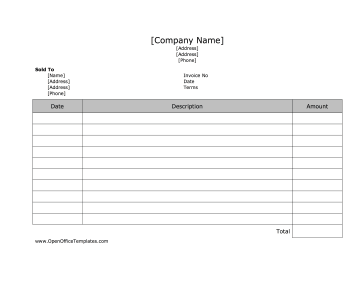 Lined Invoice OpenOffice Template