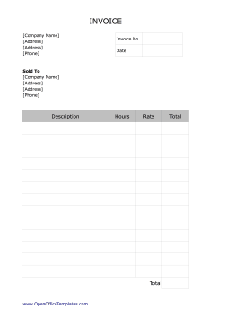 Lined Service Invoice OpenOffice Template