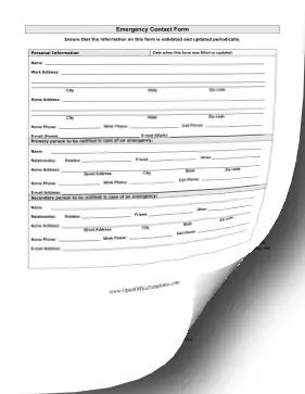 Medical Emergency Contact OpenOffice Template