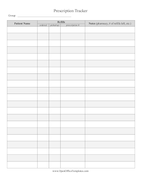 Multiple Patients Medication Tracker OpenOffice Template