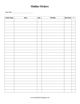 Online Buys Log OpenOffice Template