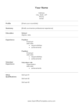 Parent Returning To Work Resume OpenOffice Template