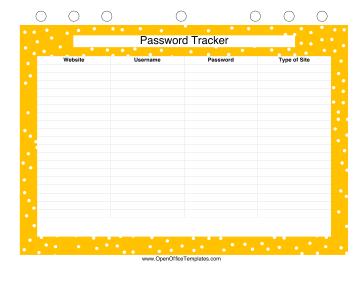 Password Log OpenOffice Template