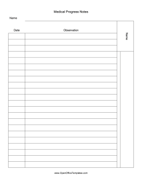 Patient Progress Form OpenOffice Template