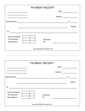 Payment Receipt OpenOffice Template