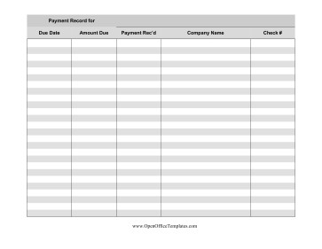Payment Tracker OpenOffice Template