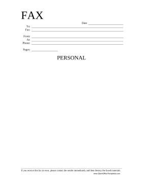 Personal Fax Cover Sheet OpenOffice Template