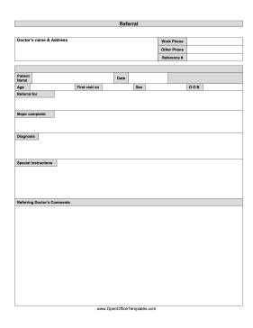 Physician Referral Template OpenOffice Template
