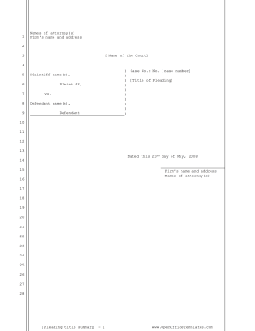 Plaintiff vs Defendant Legal Pleading Paper OpenOffice Template