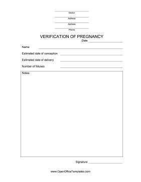 Proof of Pregnancy Form OpenOffice Template