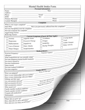 Psychological Well-Being Form OpenOffice Template