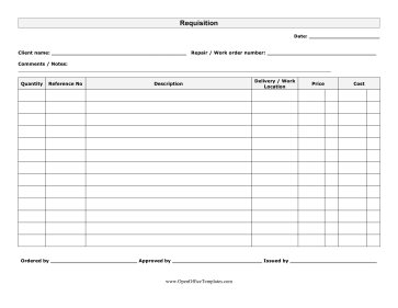 Purchase Requisition OpenOffice Template
