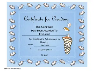 Reading Achievement Certificate OpenOffice Template