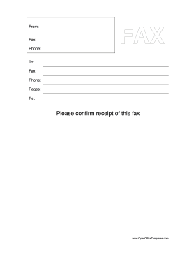 Receipt Confirmation Fax Coversheet OpenOffice Template