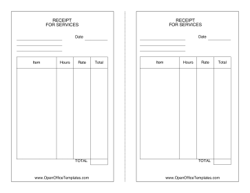 Receipt For Services OpenOffice Template