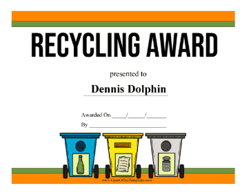 Recycling Award Certificate OpenOffice Template