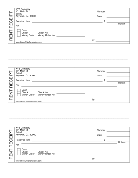 Rent Receipt OpenOffice Template