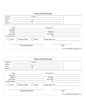 Rent Receipt House OpenOffice Template