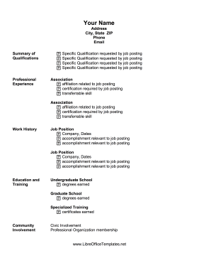 Resume Targeting Job OpenOffice Template