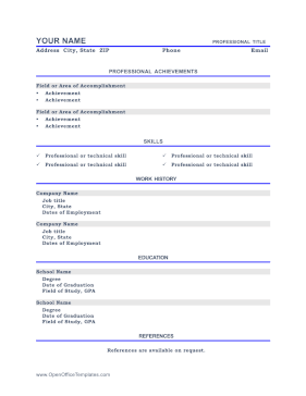 Resume With Checkmarks OpenOffice Template