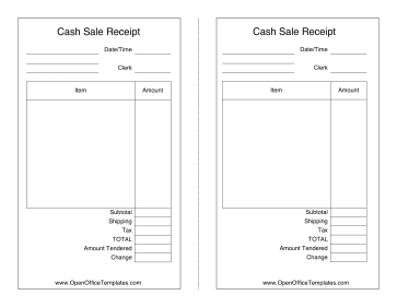 Sales Receipt OpenOffice Template