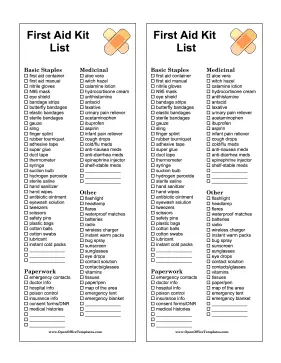 Shopping List First Aid OpenOffice Template