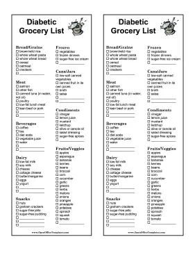 Shopping List for Diabetes OpenOffice Template