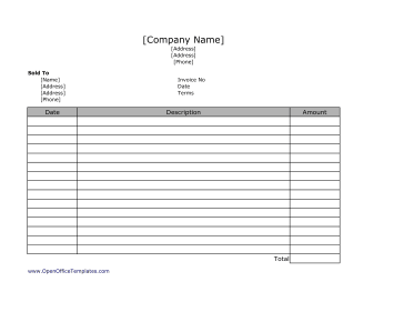 Simple Lined Invoice OpenOffice Template