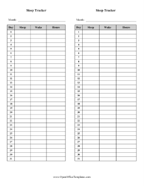 Sleep Tracker OpenOffice Template