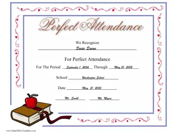 Student Attendance Award OpenOffice Template