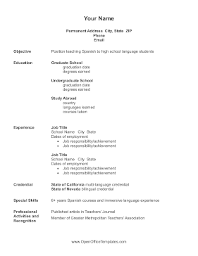 Study Overseas Resume OpenOffice Template